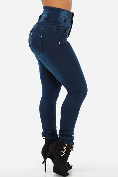 high waisted button fly jeans