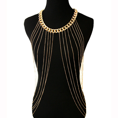 Fashion Multilayer Tassel Gold Metal Body Chain