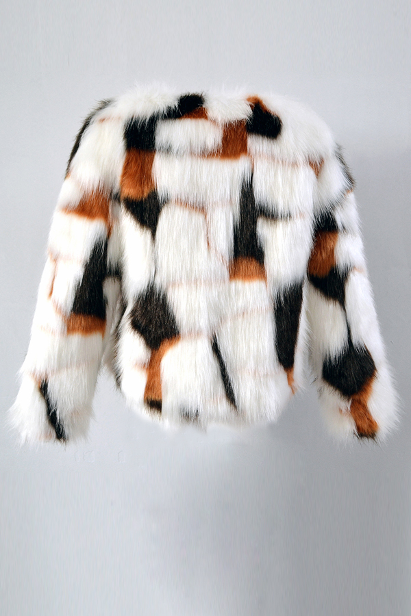 Euramerican V Neck Fur Design Coat