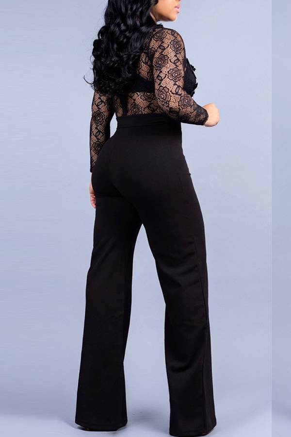 Lovely Stylish Lace Black Twilled Satin Two-piece Pants Set(Without ...