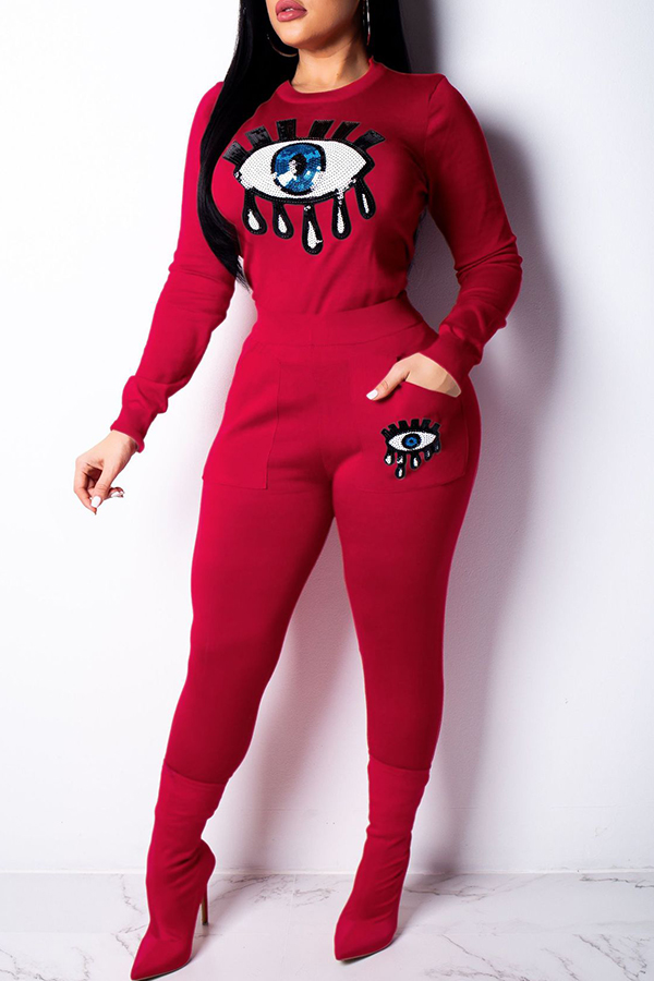 red sequin pants outfit