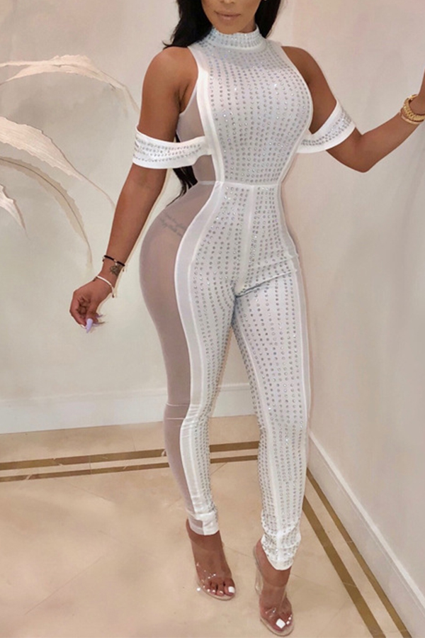 Lovely Sexy See-through Skinny White One-piece JumpsuitLW | Fashion ...