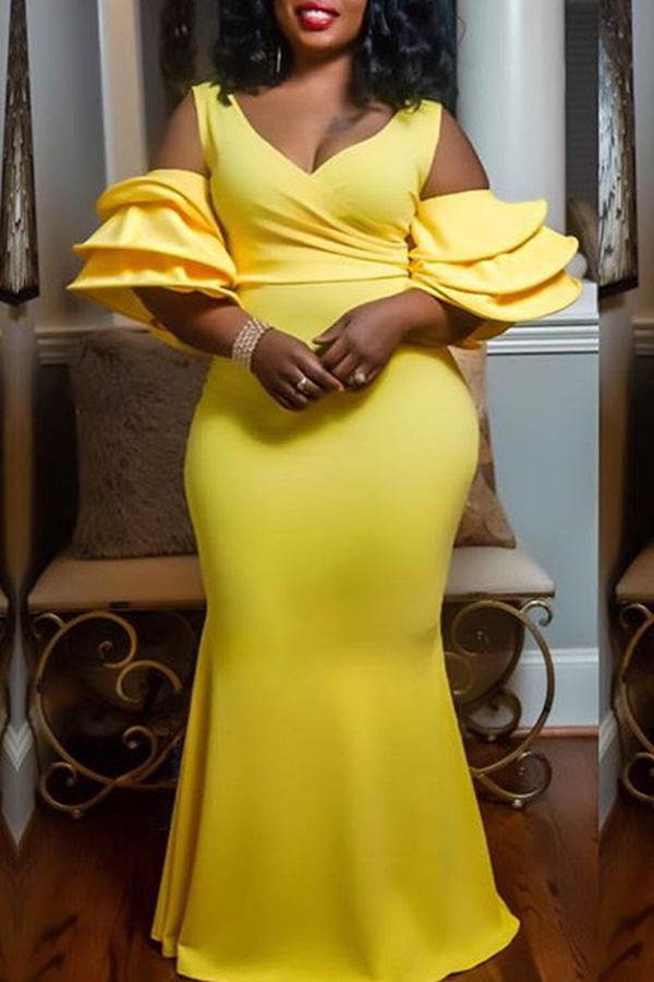yellow floor length gown