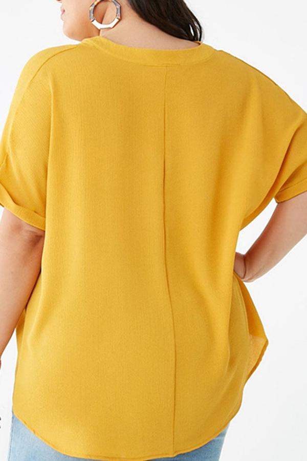 Lovely Casual Drape Design Yellow Plus Size BlouseLW | Fashion Online ...