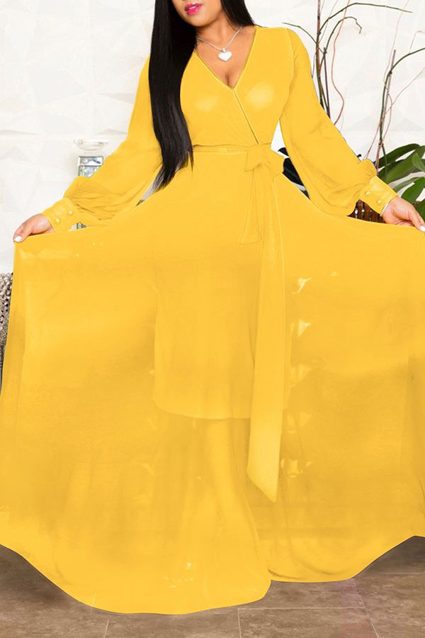 yellow floor length gown