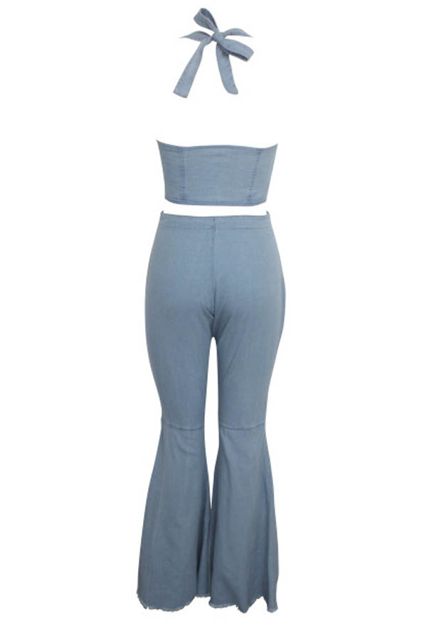 Lovely Chic Zipper Design Blue Two Piece Pants Setlw Fashion Online For Women Affordable 