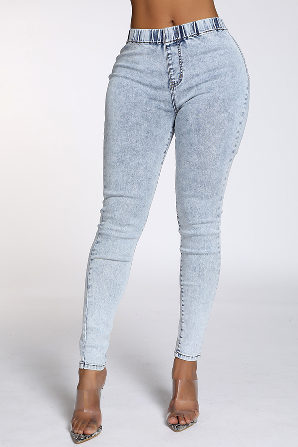 high waist blue jeans pull and bear