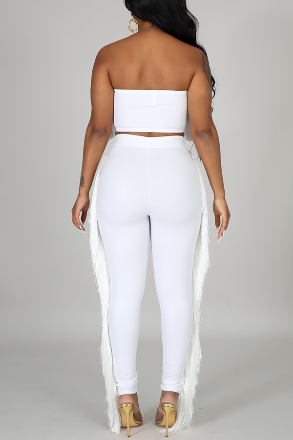 Lovely Sexy Tassel Design White Two Piece Pants Setlw Fashion Online For Women Affordable 