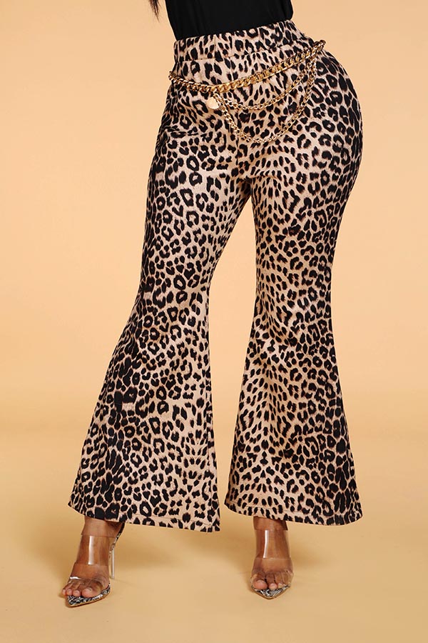 leopard track pants