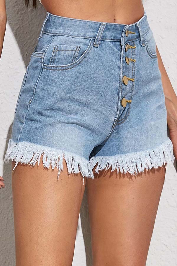 Lovely Casual Tassel Design Baby Blue ShortsLW | Fashion Online For ...