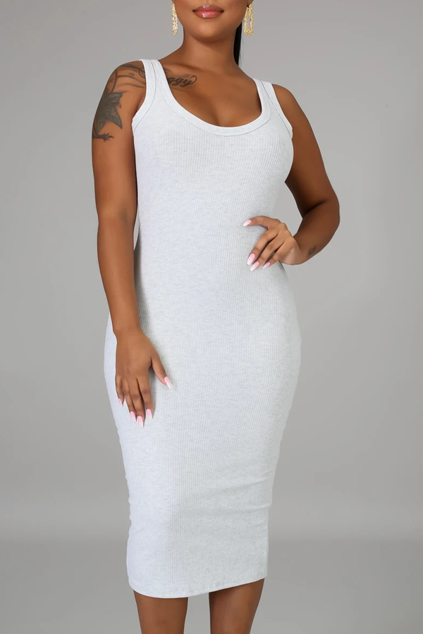 Lovely Casual Basic White Knee Length DressLW Fashion Online For