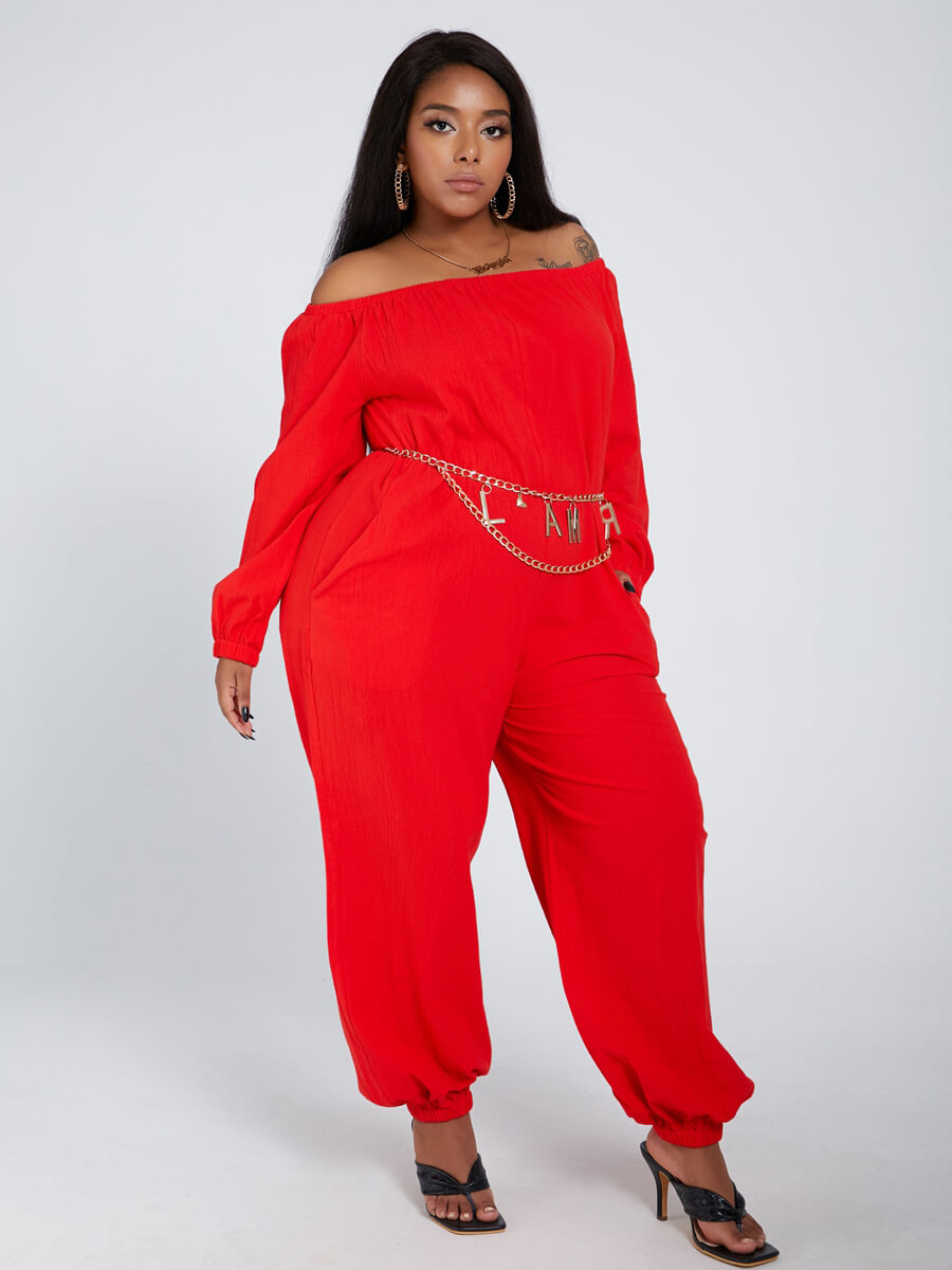 plus size red jumpsuit