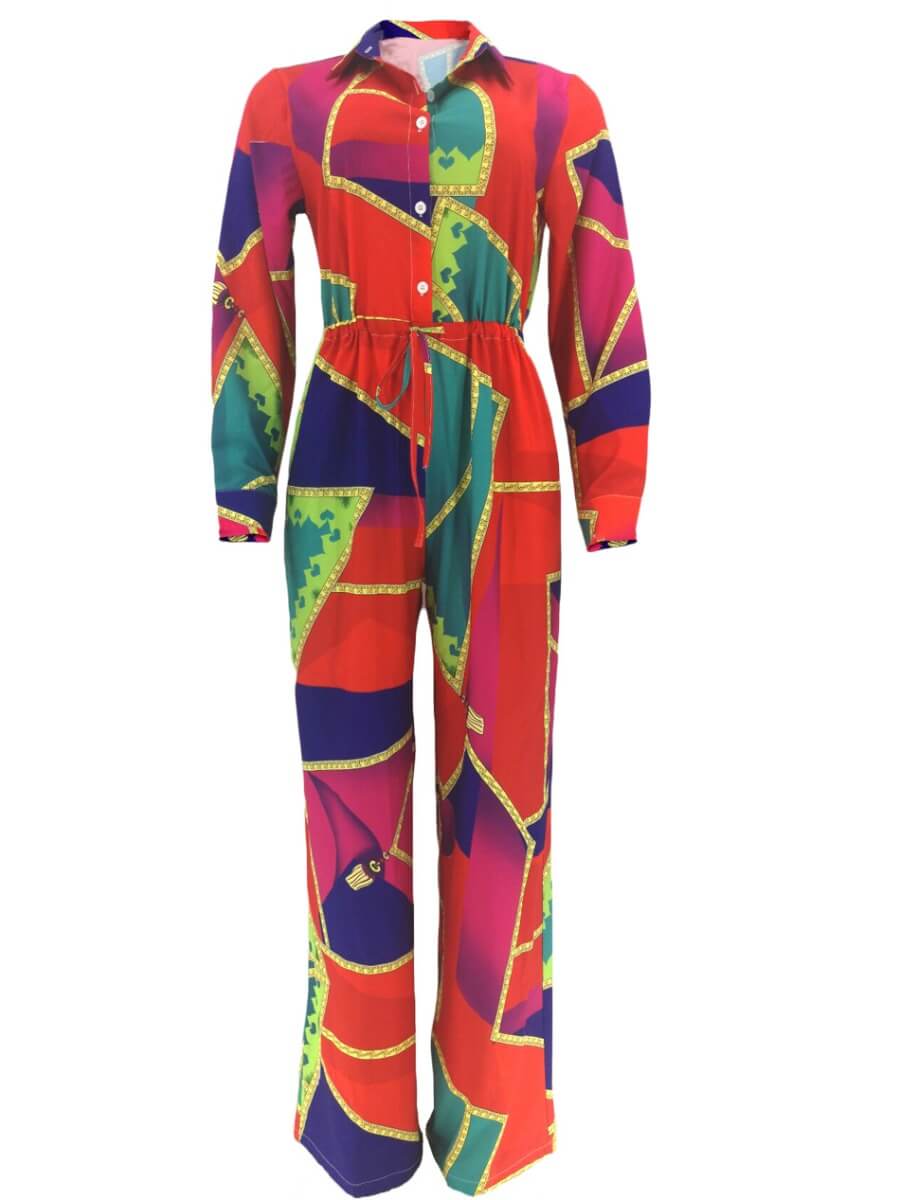 Lovely Stylish Print Patchwork Multicolor One-piece JumpsuitLW ...