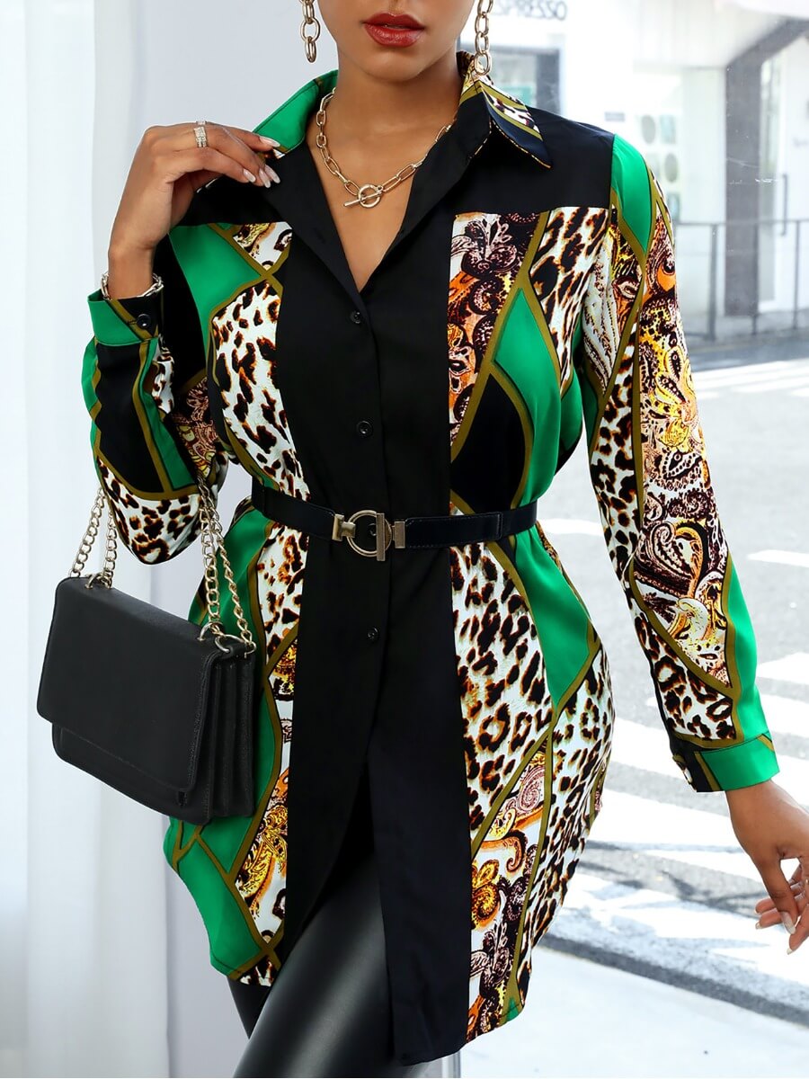 new look green leopard print blouse